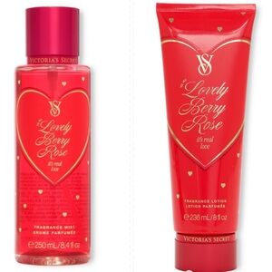 ❄️Victoria's Secret Lovely Berry Rose Fragrance Mist and Lotion Set